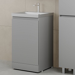 Style Line Мебель для ванной с кварцевой раковиной серый шелк Батлер 50 серая Люкс антискрейтч Plus – фотография-6